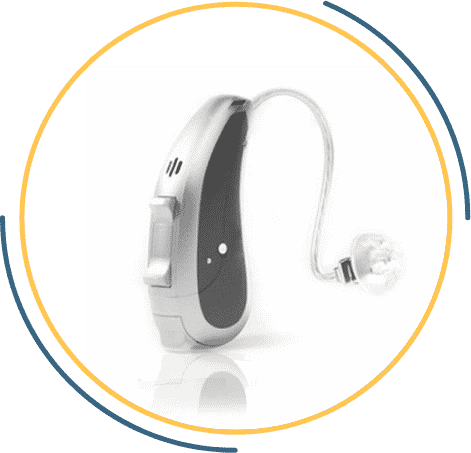 a hearing aid in a circle frame